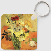 日本の花瓶、バラ、アネモネスby Vincent van ゴッホ キーホルダー (裏面)