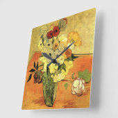 日本の花瓶、バラ、アネモネスby Vincent van ゴッホ スクエア壁時計 (傾斜)