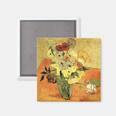 日本の花瓶、バラ、アネモネスby Vincent van ゴッホ マグネット (正面/裏面)