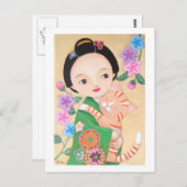 日本の芸者と猫のポストカード ポストカード (正面/裏面)