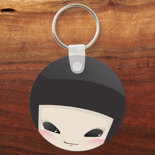日本の芸者の人形 – 顔キーチェーン キーホルダー (正面)