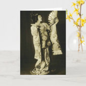 日本の芸者の挨拶状 カード (黄色い花)