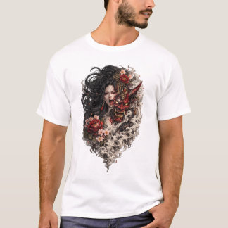 日本の芸者タトゥーTシャツ | 伝統的な入れ墨 Tシャツ