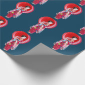 日本の芸者赤い着物かわいい芸術 ラッピングペーパー (角)