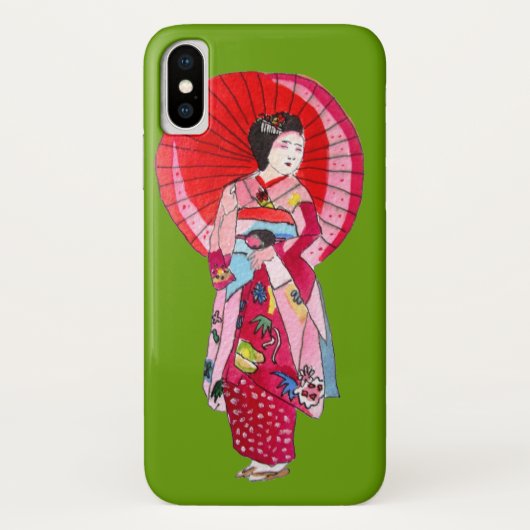 日本の芸者赤い着物かわいい芸術 Case-Mate iPhoneケース (裏面)
