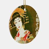 日本の芸者&和佐紙傘アート セラミックオーナメント (右)