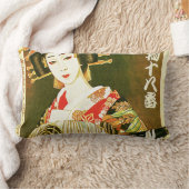 日本の芸者&和佐紙傘アート ランバークッション (ブランケット)