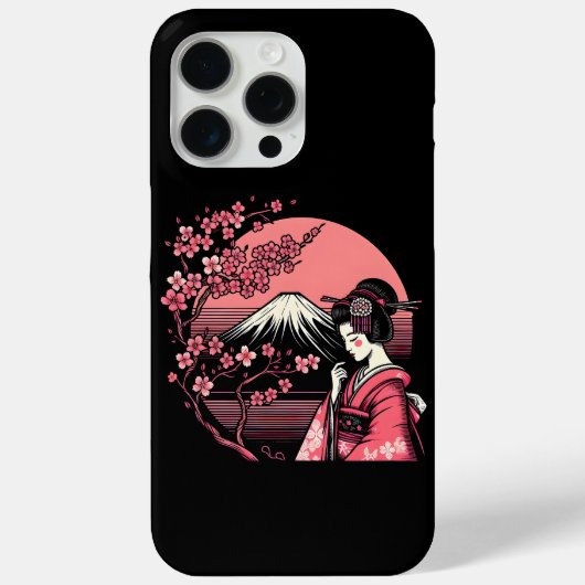 日本の芸者 富士山 桜の木 Case-Mate iPhoneケース (裏面)