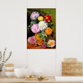 日本の菊素晴らし絵画花 ポスター (キッチン)