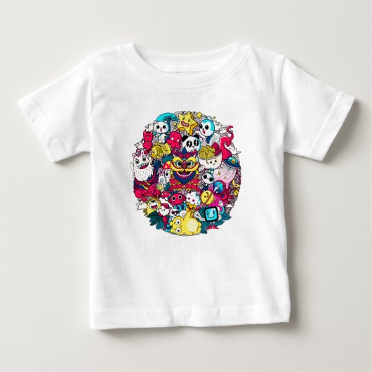 日本の落書きアート ベビーTシャツ (正面)