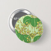 日本の葉の花の植物画パターン 缶バッジ (正面&裏面)