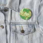 日本の葉の花の植物画パターン 缶バッジ (インサイチュ)