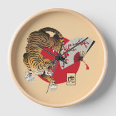 日本の虎デザイン 壁時計 (正面)
