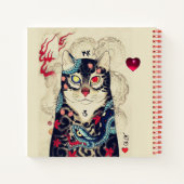 日本の蛇の入った入れ墨、赤いハート ノートブック (裏面)