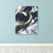 日本の衛星写真 キャンバスプリント (インサイチュ (ウッドフロア))