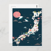 日本の観光地図 ポストカード (正面/裏面)