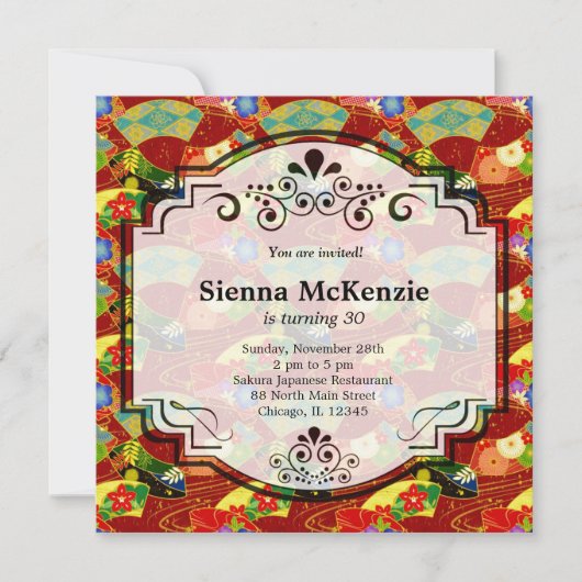 日本の誕生日テーマ 招待状 (正面)