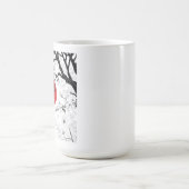日本の赤い太陽と筆の木の芸術 コーヒーマグカップ (中央)
