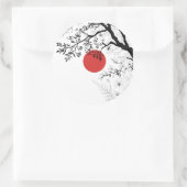日本の赤い太陽と筆の木の芸術 ラウンドシール (バッグ)