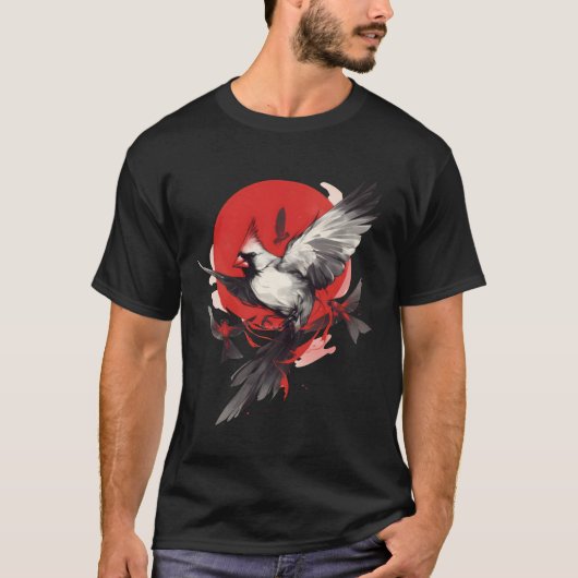 日本の赤い太陽のミニマリストアート 第1/3 Tシャツ (正面)