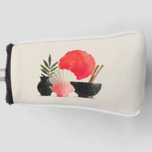 日本の赤い太陽の静物画 ゴルフヘッドカバー (正面)