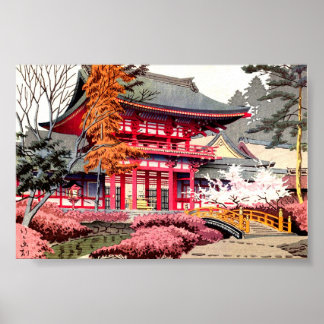 日本の赤い寺の春 ポスター