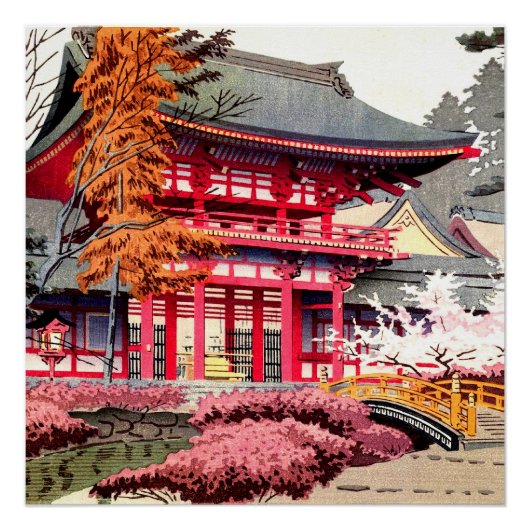 日本の赤い寺の春 ポスター (正面)