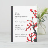 日本の赤い花の結婚式招待状 招待状 (スタンド正面)