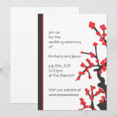 日本の赤い花の結婚式招待状 招待状 (正面/裏面)