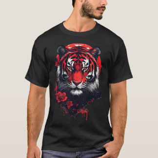 日本の赤い虎 - 強靭な精神 Tシャツ