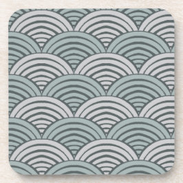 日本の農家グレー波手描きホタテ コースター