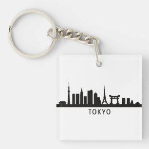 日本の都市景観の旅 東京スカイラインのシルエット キーホルダー