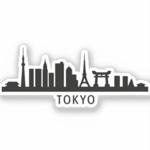 日本の都市景観の旅 東京スカイラインのシルエット シール