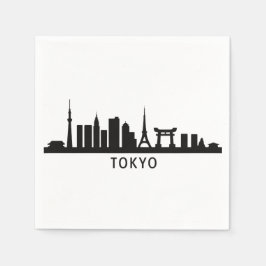 日本の都市景観の旅 | 東京スカイラインのシルエット スタンダードカクテルナプキン