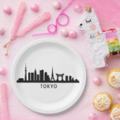 日本の都市景観の旅 | 東京スカイラインのシルエット ペーパープレート (パーティー)