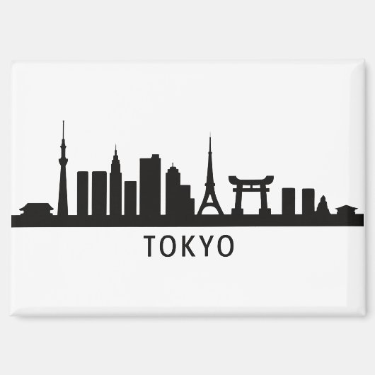 日本の都市景観の旅 | 東京スカイラインのシルエット マグネット (正面)