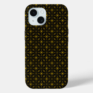 日本の金ゴールドと黒のパターン iPhone 15ケース