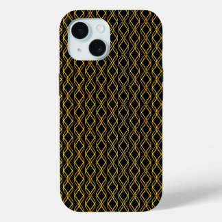 日本の金ゴールドと黒のパターン iPhone 15ケース