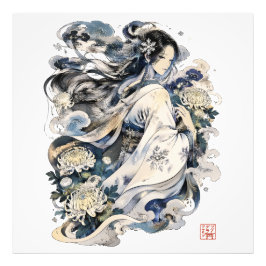 日本の雪女アート | 冬の妖怪 着物 フォトプリント           