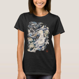 日本の雪女アート | 着物を着た冬の妖怪 Tシャツ