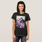 日本の雪山の桜の木 Tシャツ (正面フル)