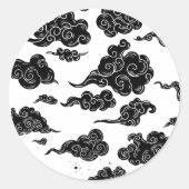 日本の雲のパターン 美意識 ラウンドシール (正面)