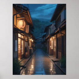 日本の霧雨ストリートアート ポスター