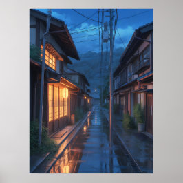 日本の霧雨ストリートアート ポスター