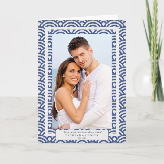 日本の青海波ウェディング感謝/カスタムテキスト サンキューカード (正面)