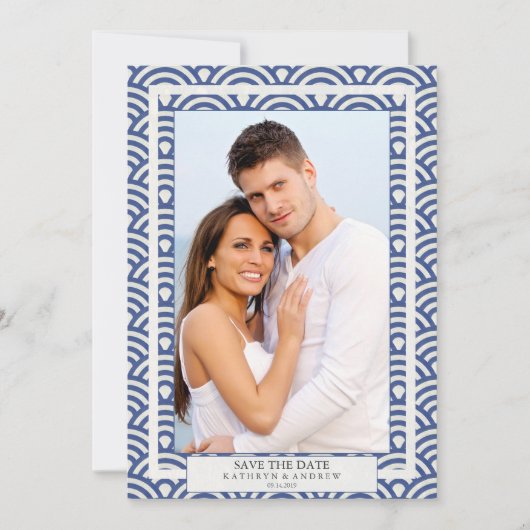 日本の青海波ウェディング セーブ・ザ・デート フラット フォト 招待状 (正面)