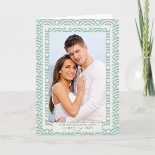 日本の青海波ウェディング 御礼/カスタムテキスト サンキューカード (正面)