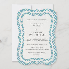 日本の青海波エレガントビーチウェディング 招待状