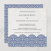 日本の青海波エレガントビーチウェディング 招待状 (正面/裏面)