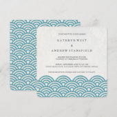 日本の青海波エレガントビーチウェディング 招待状 (正面/裏面)